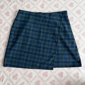 Hollister Navy Green Plaid Mini Skirt
